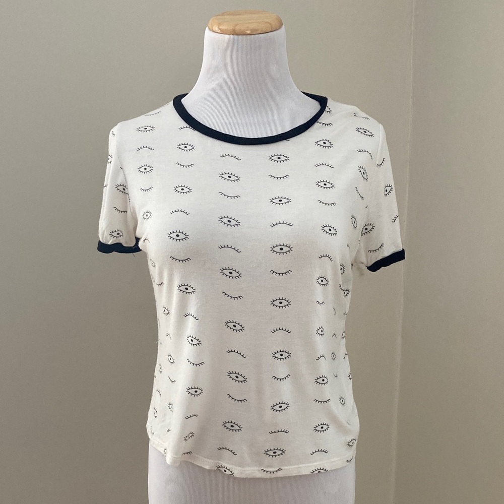 Rebel Sugar - White and Black Eye Pattern Soft Tee